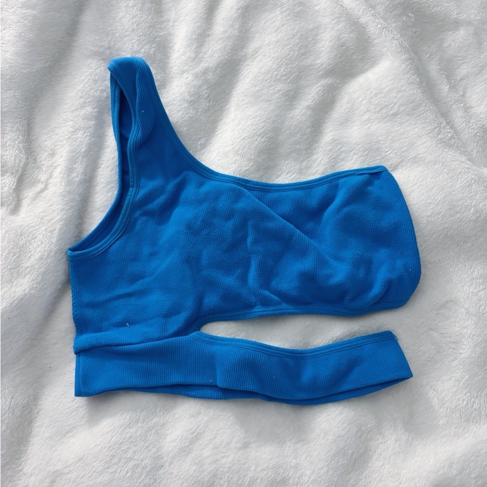 Garage Blue Asymmetrical Bra Top